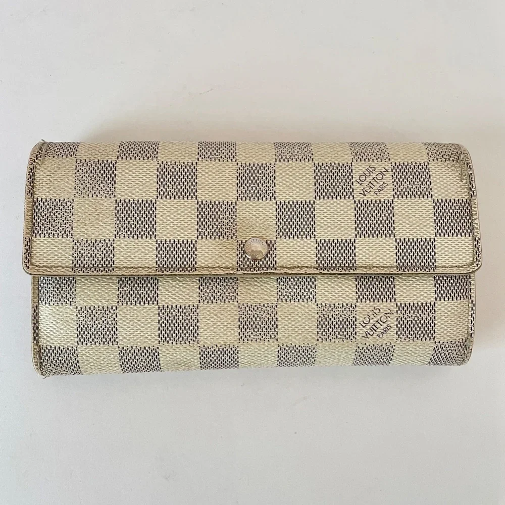 Louis Vuitton Damier Azur Sarah Wallet PorteFeuille LV Canvas - Picture 3 of 16